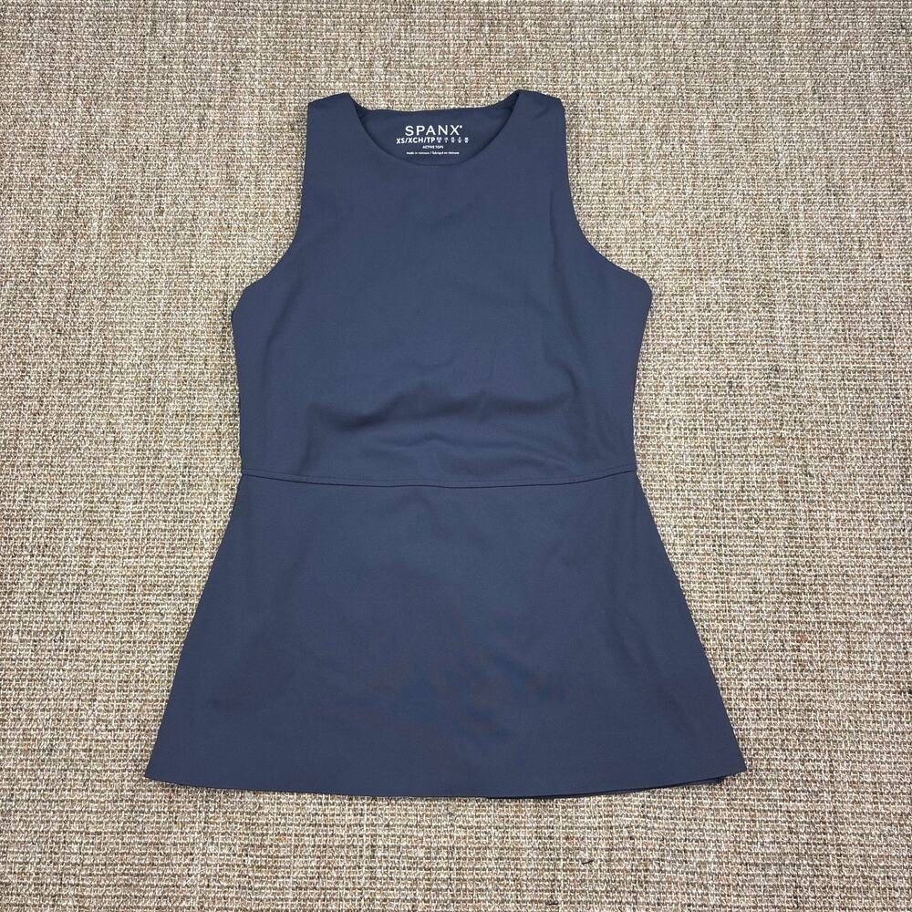 🩶 Spanx Active Peplum Shelf Bra Tank | Size XS | Slate Gray | NWOT